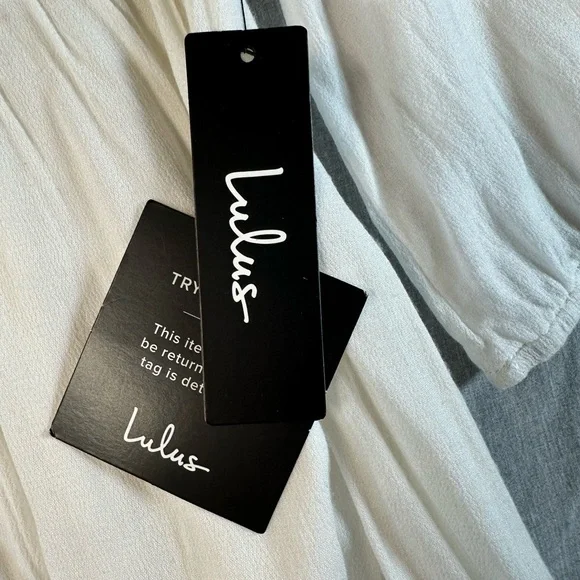 Lulus White Girlhoodcore with Geometric Embroidery NWT! Sz XL flowy low cut - Picture 5 of 10